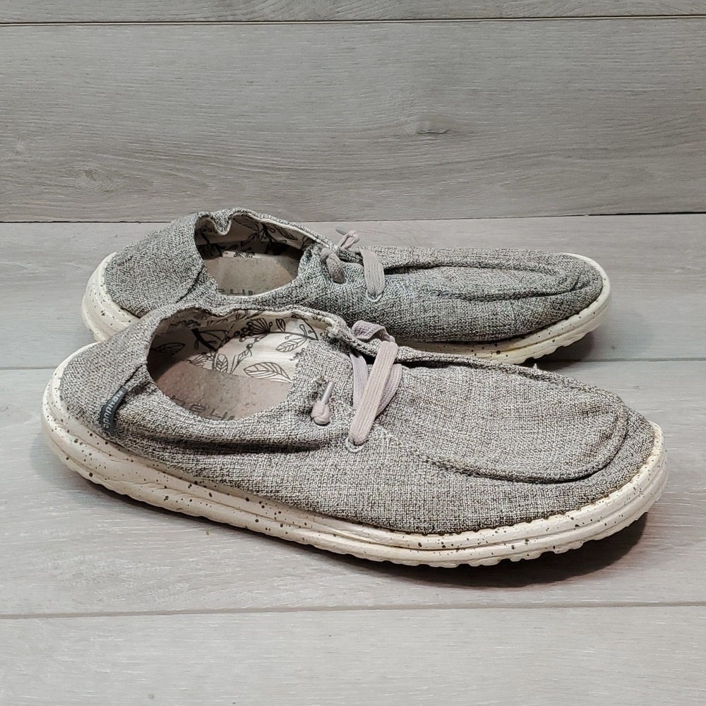 Hey Dude Womens Wendy L Linen Iron Loafer Slip on shoes sz 9